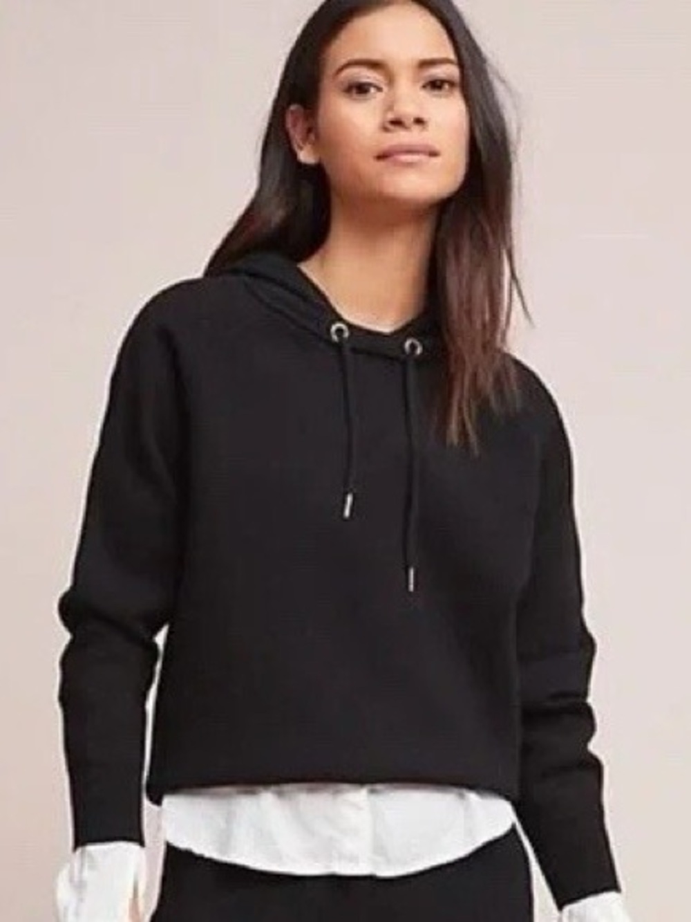 Moth by Anthropologie Unwind Black Hoodie Sweater Pullover size XS.